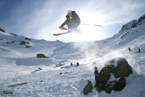 Skier in air at Ohau